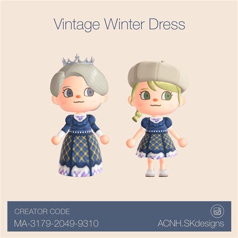 ACNH.SKdesigns on Twitter: "Vintage Winter Dress 💙💫 Original design by
