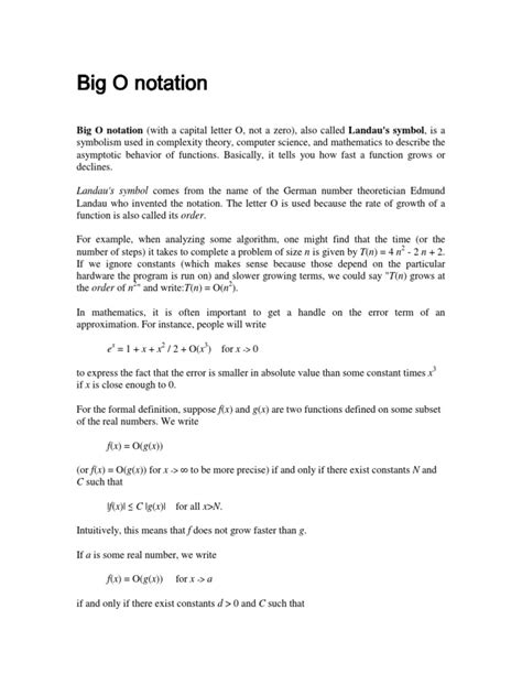 Big o notation is used in computer science to describe the performance or complexity of an algorithm. Big O Notation.pdf | Time Complexity | Theoretical ...