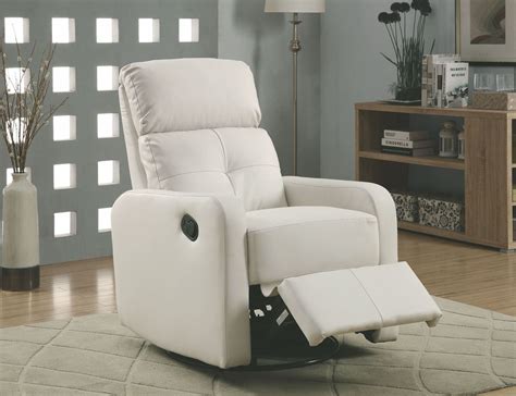 White Bonded Leather Swivel Glider Recliner From Monarch 8085wh