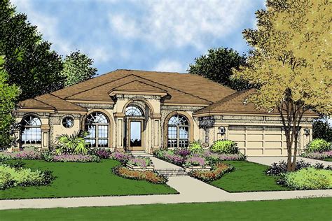 Plan 63151hd Mediterranean Home With Split Bedrooms Ranch Style