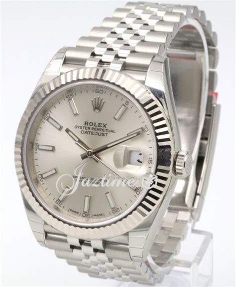 Rolex Datejust 41 126334 Silver Index Fluted White Gold Stainless Steel