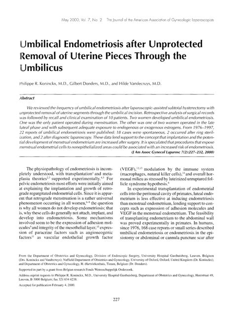 Pdf Umbilical Endometriosis After Unprotected Removal Of Uterine Pieces Through The Umbilicus
