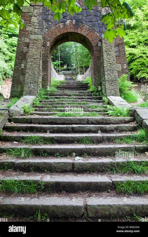 Steps Leading Up To Seven Arch Bridge In Rivington Terraced Gardens