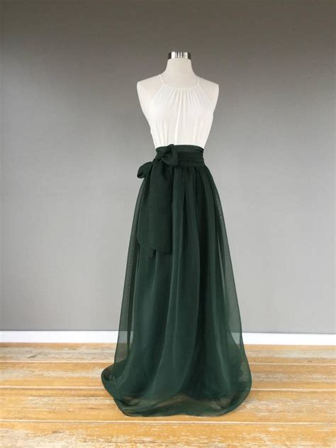 Emerald Chiffon Skirt Any Length And Color Bridesmaid Skirt Floor Length Empire Waist Chiffon