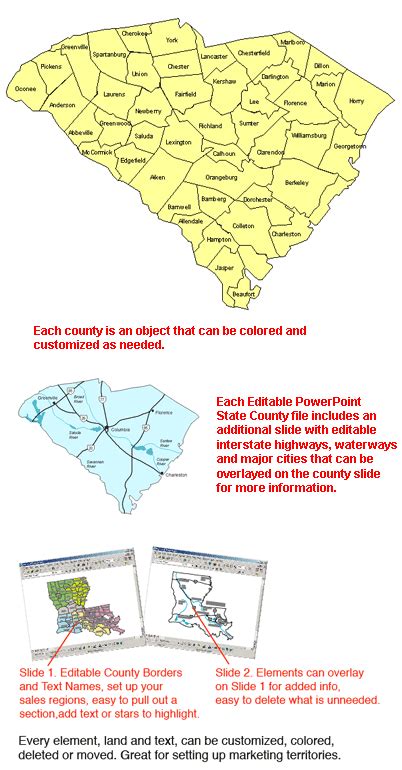 South Carolina Editable Us Detailed County And Highway