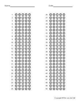 Printable Answer Sheets