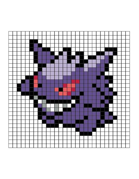 Pokémon Ectoplasma Pixel Art Modèle De Dessin Simple
