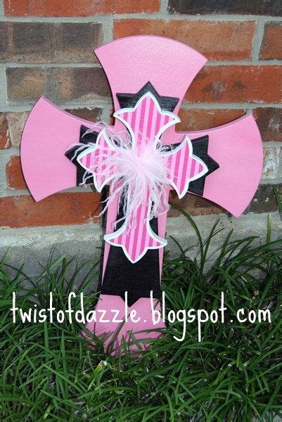 Large Bubble Gum Pink And Black Cross With Pink By Twistofdazzle 45