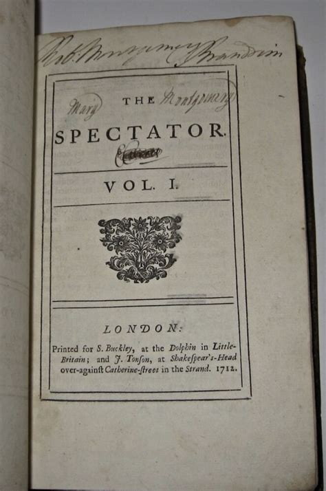 The Spectator Printed In 1712 First Edition Large Paper Edition