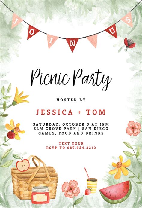 Sunny Picnic Party Invitation Template Greetings Island Bbq Party