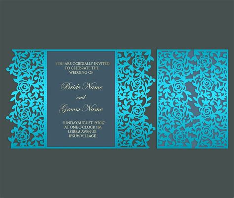 5x7 Gate Fold Wedding Invitation Laser Cut Card Template Svg Etsy
