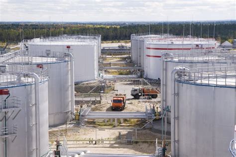Industrial Area Crude Oil Storage Tanks Stock Photo Image Of