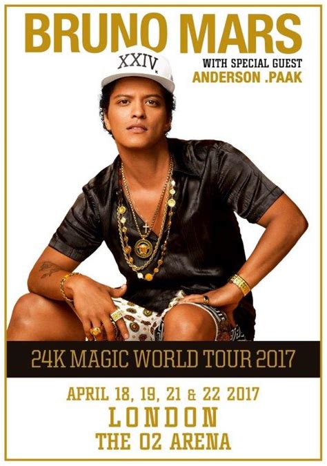 Bruno Mars 24k Magic World Tour April 2017 London O2 Arena Poster Print Prints4u