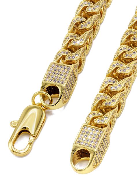 14k Gold Mens Chain Iced Out Solid Franco