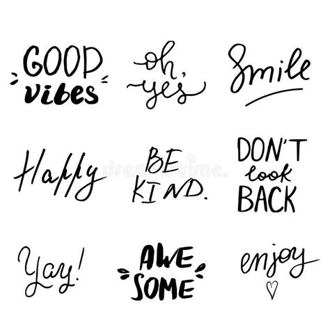 Set Of Hand Lettered Inspirational Andd Motivational Quotes Stock