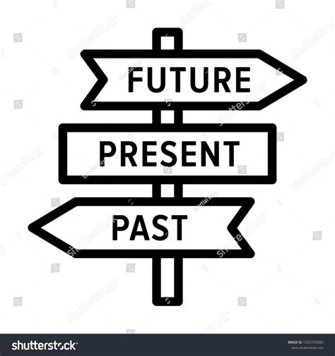 Future Present And Past Road Sign Arrows Concept Line Art Vector Icon