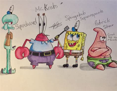 I Redrew A Old Drawing Of Mine Of Spongebob I Found The Old One Is In