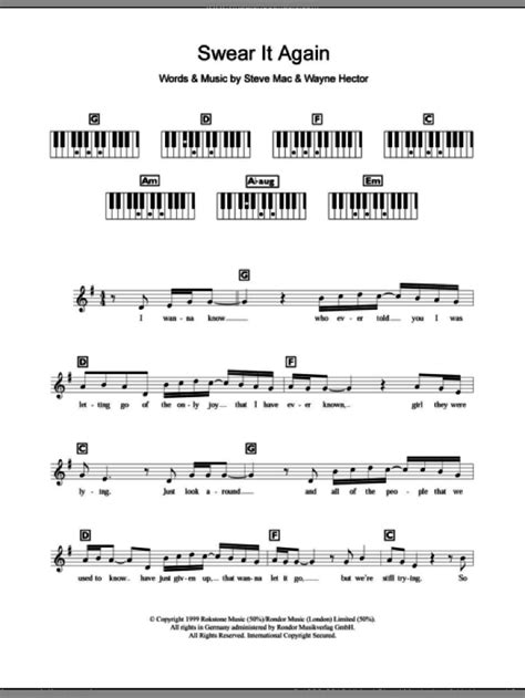 We did not find results for: Westlife - Swear It Again sheet music for piano solo ...