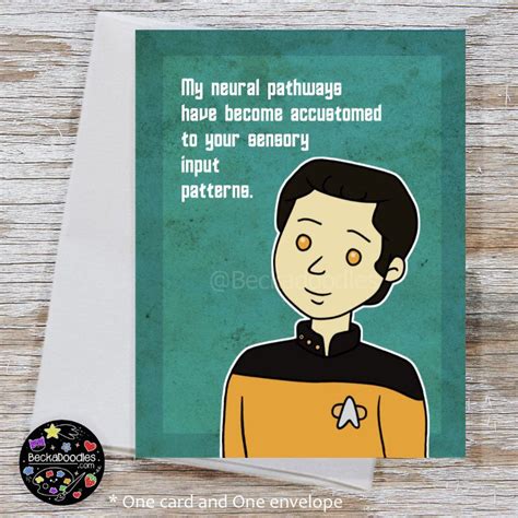 Data Valentines Day Note Card Star Trek Cartoon Greeting Card Note
