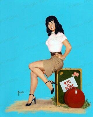 X Print Sexy Model Pin Up Bettie Page Illustrated Color Print Bpgt