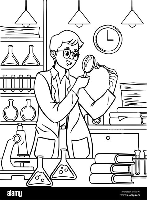 Scientist Coloring Page For Kids Stock Vector Image And Art Alamy