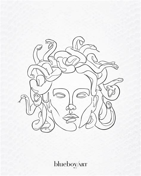 Medusa Print Medusa Wall Art Line Art Greek Line Drawing Etsy UK Medusa Tattoo Mythology