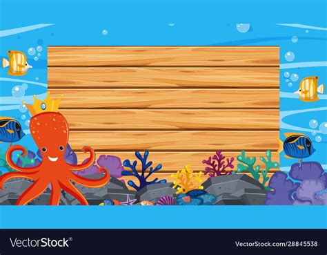 Border Template With Underwater Scene Royalty Free Vector