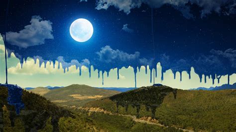 Wallpaper Moon Mountains Night Art Hd Nature 15555
