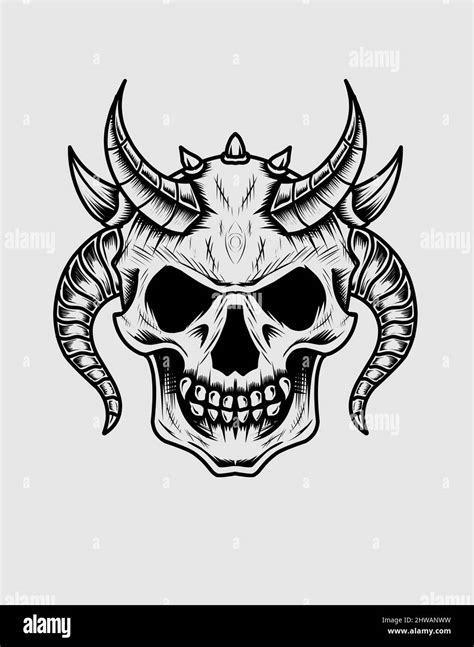 Illustration Vector Skull Demon Head Stock Vector Image And Art Alamy