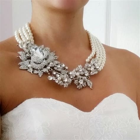 Bridal Statement Necklace Chunky Statement Necklace Pearl Etsy