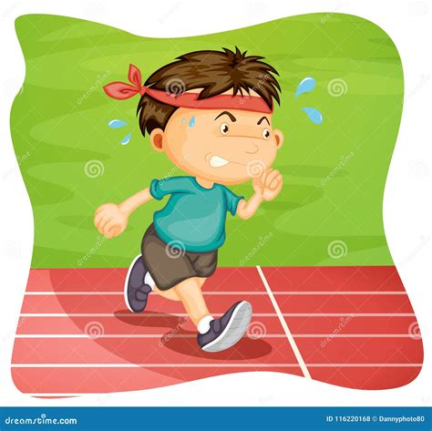 A Boy Running On Running Track Stock Vector Illustration Of Clip