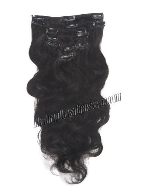 26 Inch 1b Natural Black Clip In Remy Hair Extensions Body Wave 11 Pcs