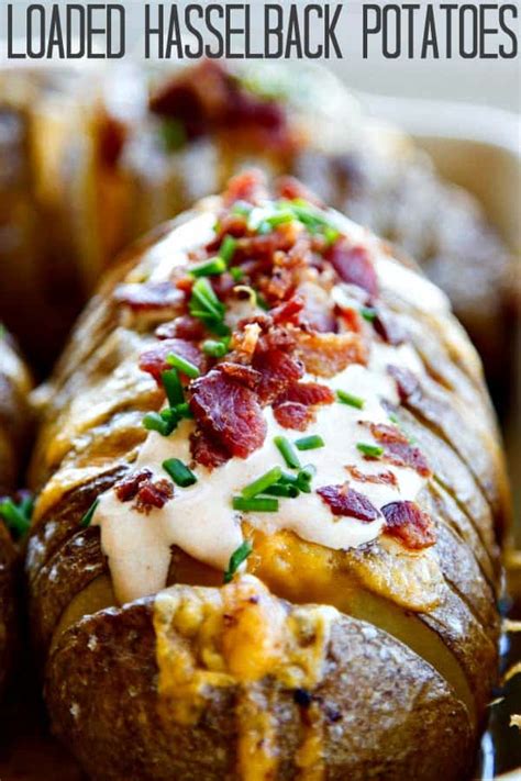 10 easy steps to cook baked potatoes on the grill. Hasselback Potatoes with Chipotle Sour Cream, Bacon ...
