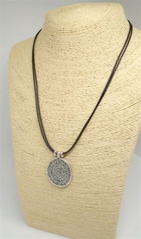 Silver Phaistos Disc Pendant Necklace Ancient Greek Coin Etsy UK