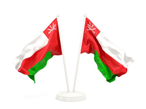 Two Waving Flags Illustration Of Flag Of Oman