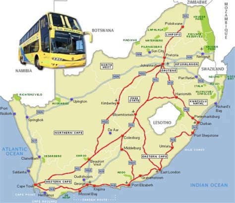 South Africa Road Map With Distances Map Of Africa