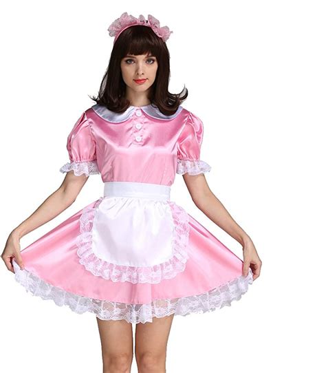 GOceBaby Maßgeschneiderte Sissy Mädchen Dienstmädchen Rosa Satén Kleid Kostüm Amazon de