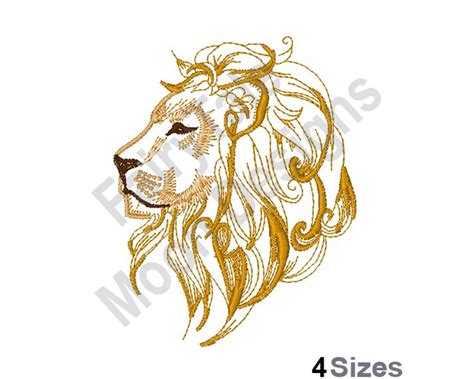 Lion Machine Embroidery Design Lion Head Outline Embroidery Etsy