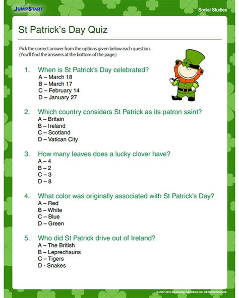 Patrick's day invitation gallery features dozens of festive designs for all kinds of celebrations. St Patrick's Day Quiz View - Fun Holiday Activity for Kids ...