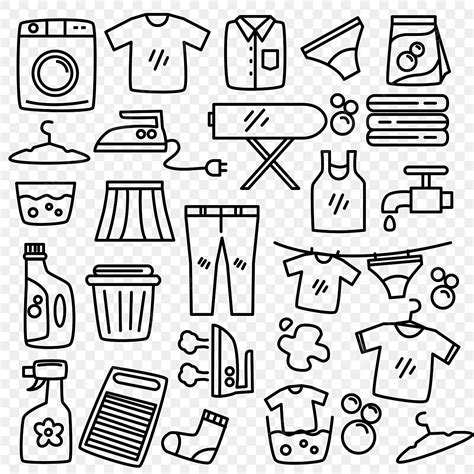 Set Of Laundry Doodle Vector Illustration With Hand Drawn Style Laundry Doodle Collection