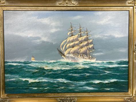 Original Jay Arnold Born 1890 Nautical Sailing Ship Painting On