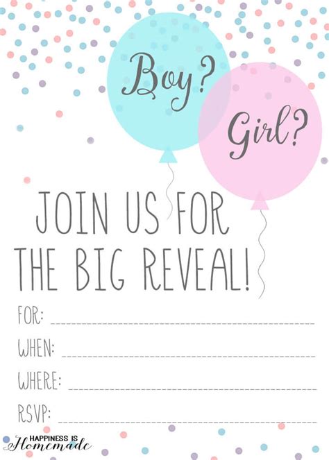 Baby Gender Reveal Party Invitations Happiness Is Homemade