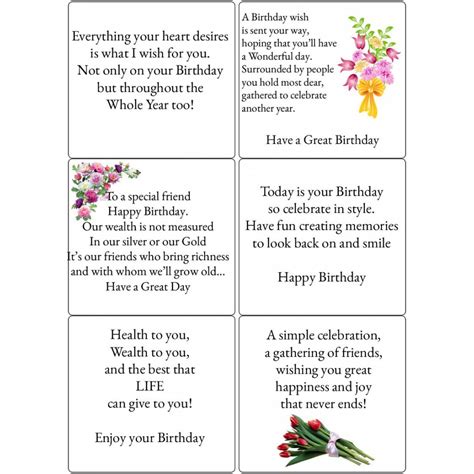 Peel Off Birthday Verses 4 Sticky Verses For Handmade Cards And Crafts