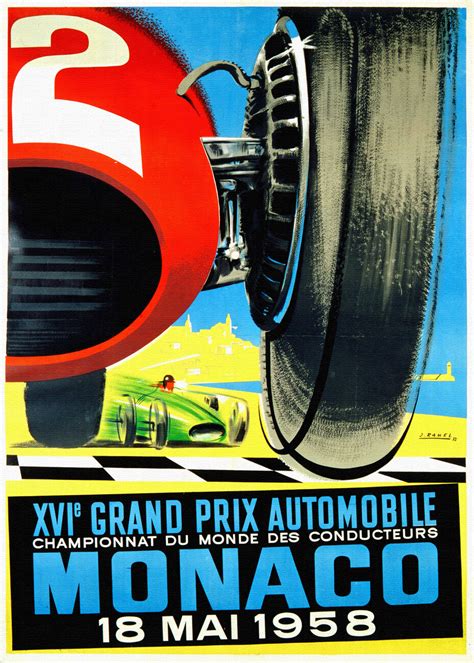 Wall Art Print Monaco 1958 Grand Prix Automobile Race Poster Ukposters