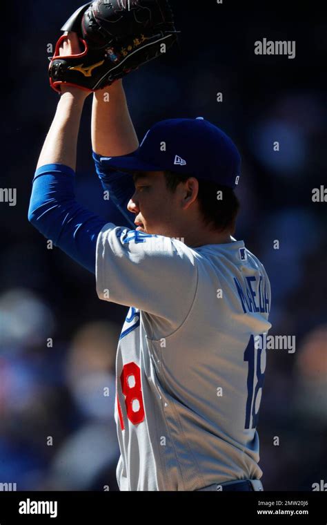 Los Angeles Dodgers Starting Pitcher Kenta Maeda In The Fifth Inning Of A Baseball Game