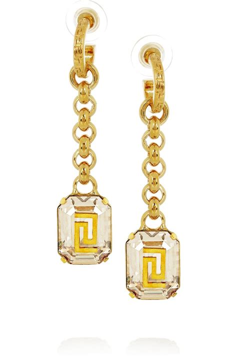 Gold Gold Plated Crystal Earrings Versace Crystal Earrings Versace