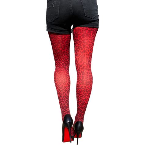 Red Leopard Tights For Women Malka Chic