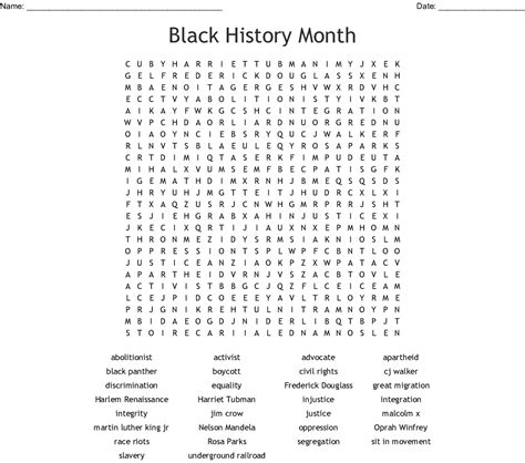 Free Printable Word Search Black History Word Search Printable