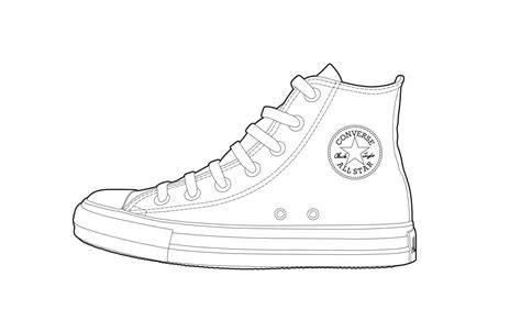 Converse Coloring Shoes Drawing Shoe Pages Sketch Tennis Colouring