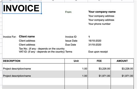 Writing An Invoice Template